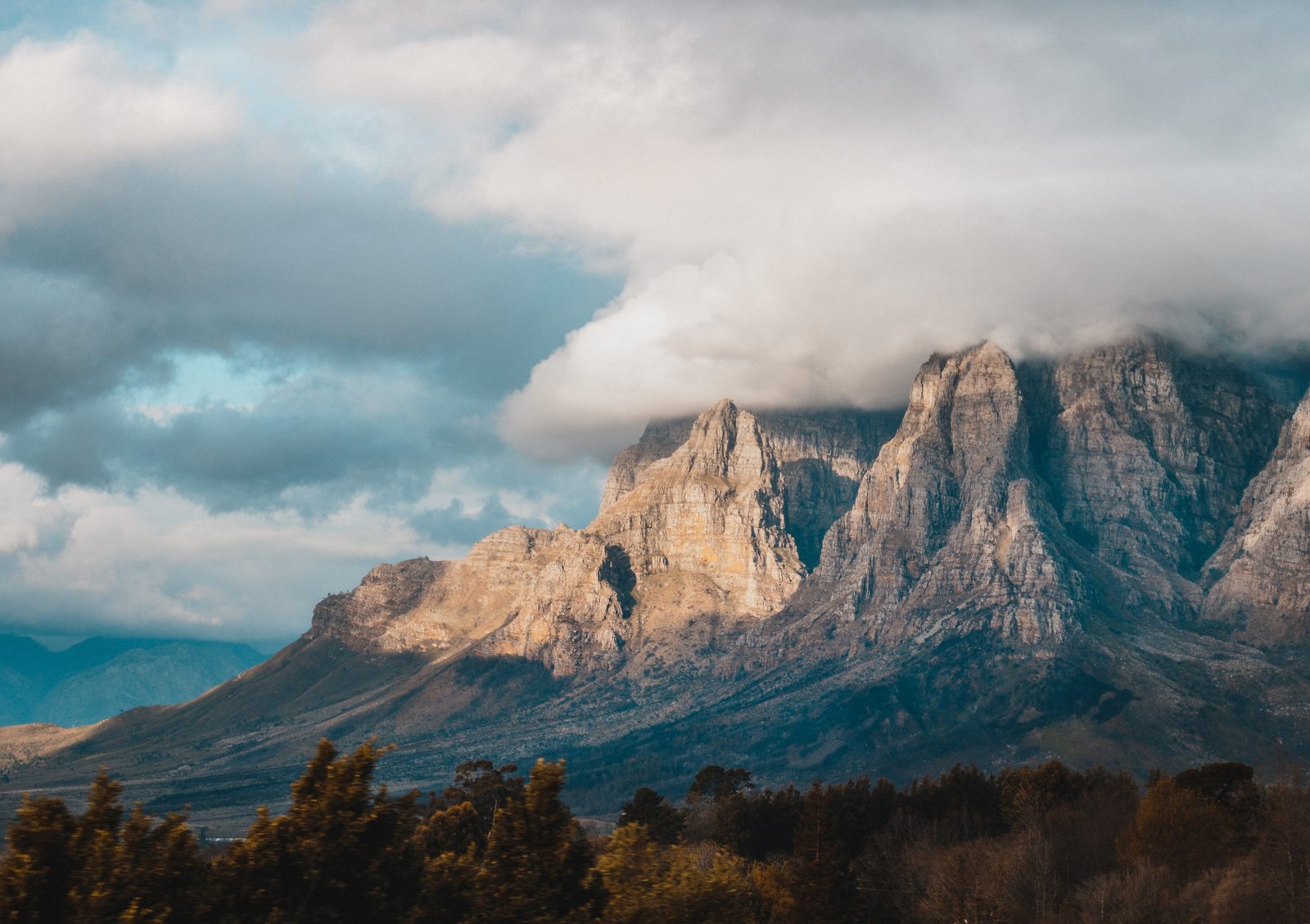 Franschhoek mountains under low cloud