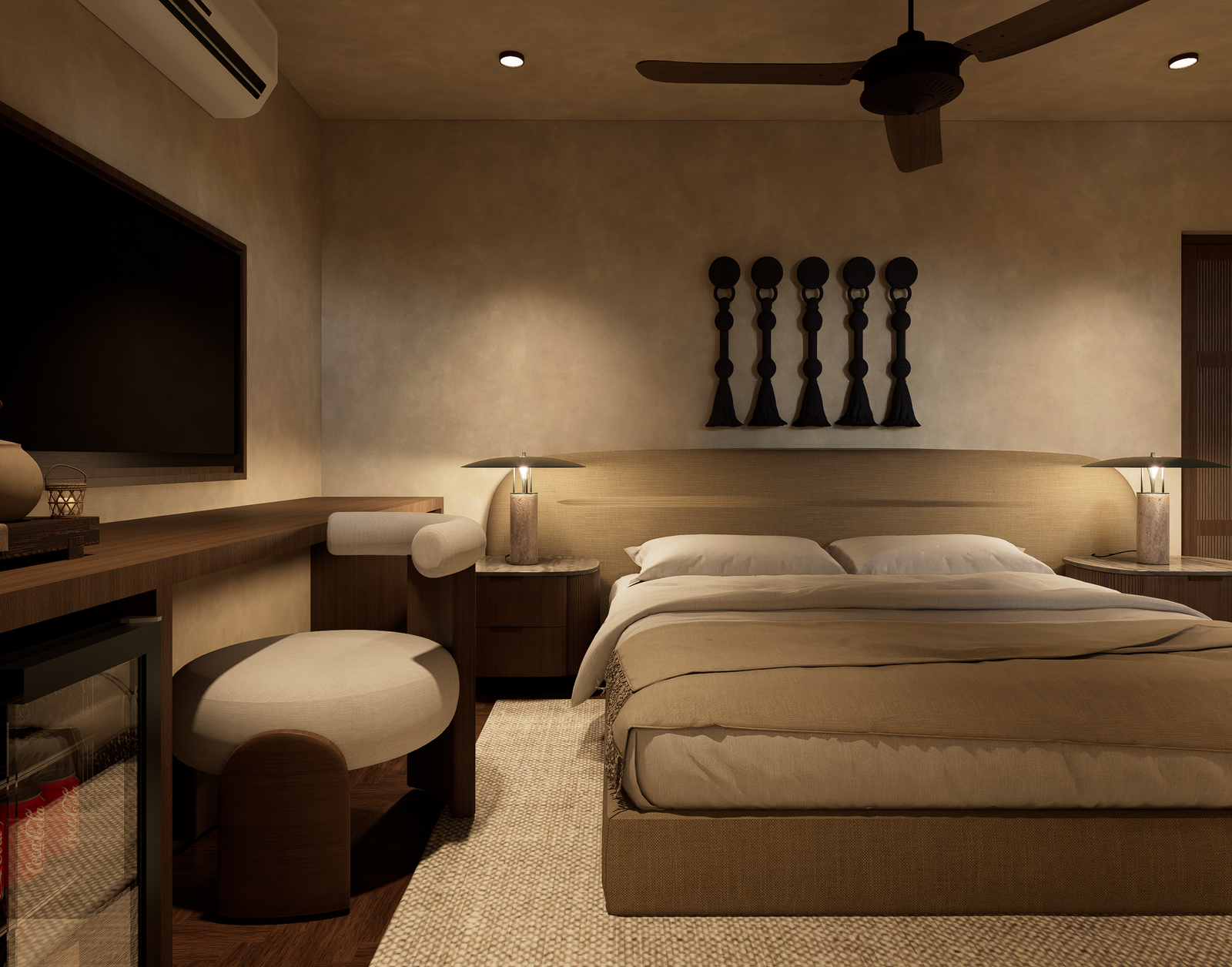 Suite with bed and ceiling fan at SOMA Franschhoek
